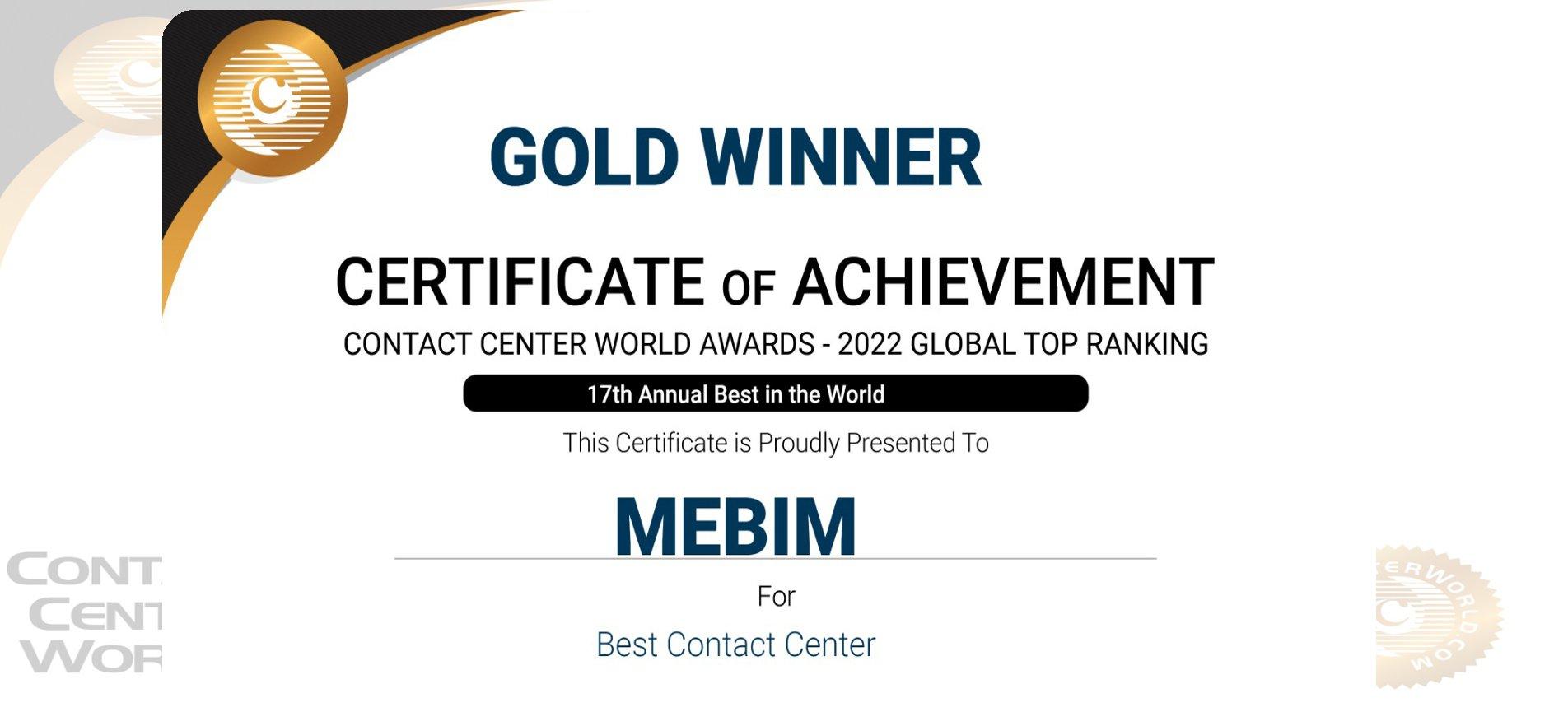 MEBİM WAS SELECTED AS THE WORLD'S BEST COMMUNICATION CENTER 3 TIMES IN A ROW AND RECEIVED THE 